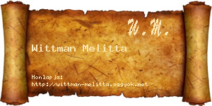Wittman Melitta névjegykártya